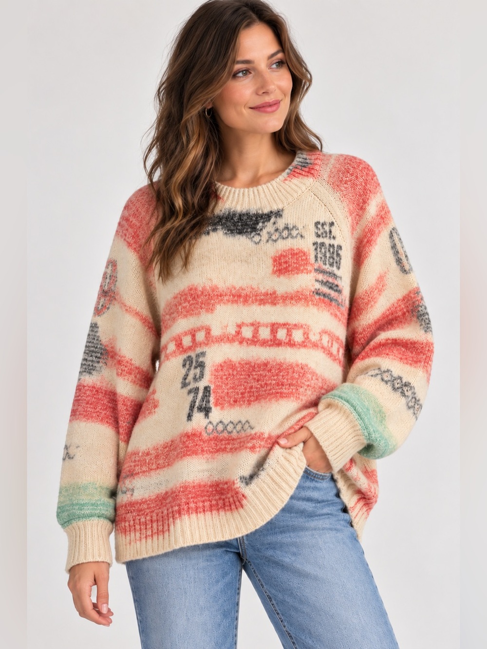 NWT Anthropologie Pilcro Abstract Graphic Sweater M